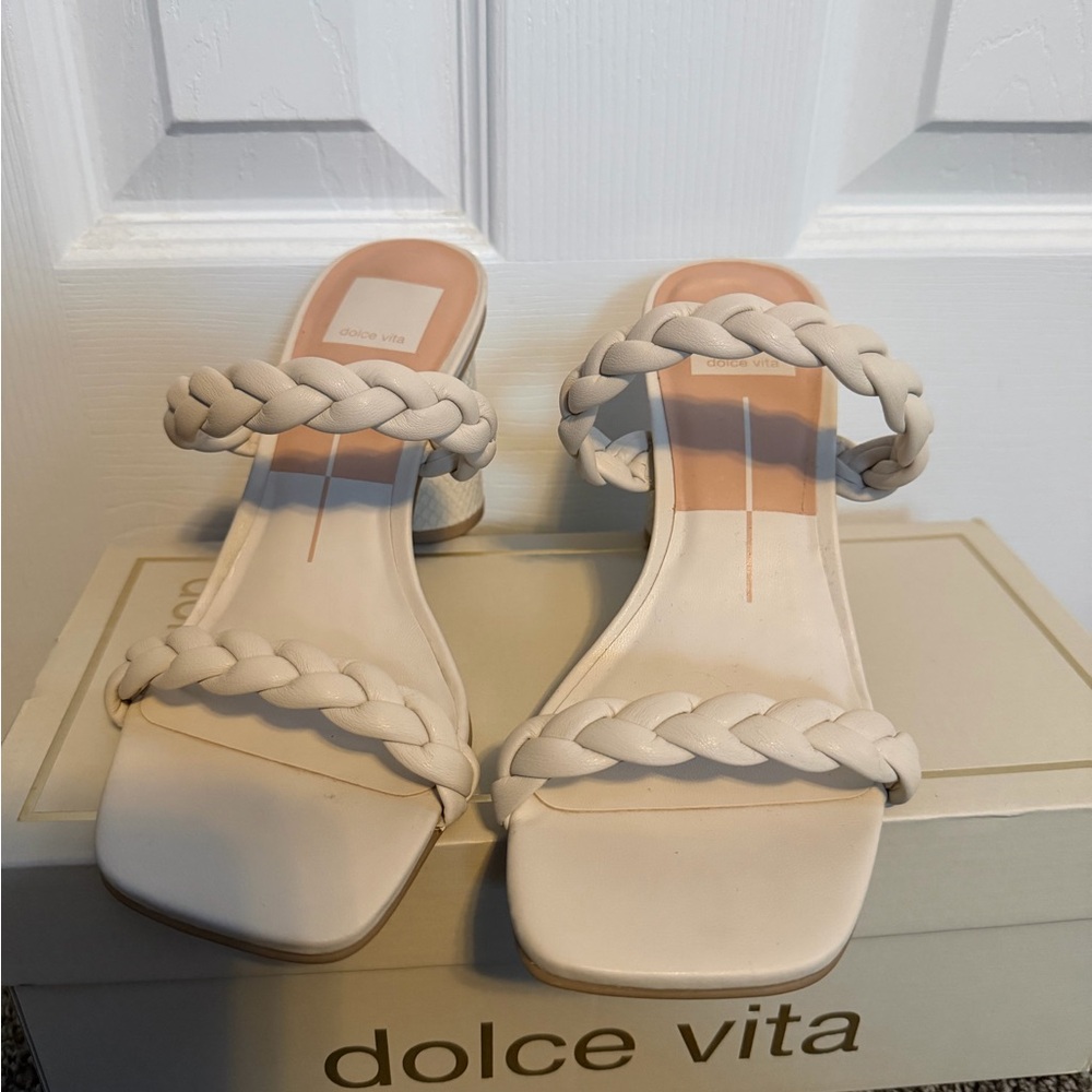 Dolce Vita Braided Double-Strap Sandals in Cream